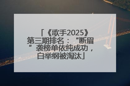 《歌手2025》第三期排名:“断眉”袭榜单依纯成功,白举纲被淘汰