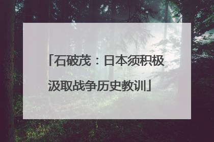 石破茂：日本须积极汲取战争历史教训