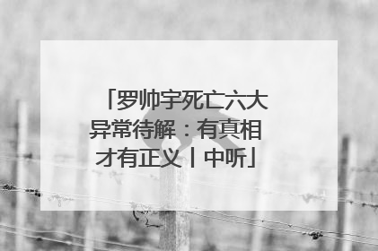 罗帅宇死亡六大异常待解：有真相才有正义丨中听