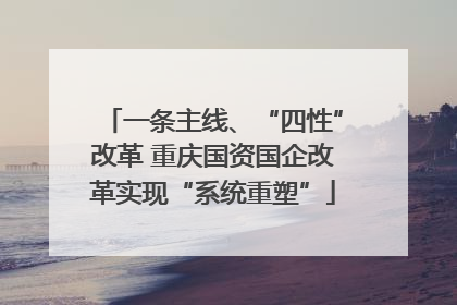 一条主线、“四性”改革 重庆国资国企改革实现“系统重塑”