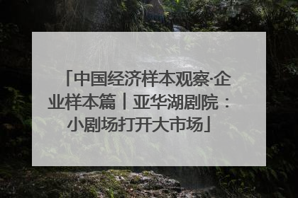 中国经济样本观察·企业样本篇︱亚华湖剧院：小剧场打开大市场
