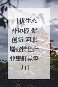 优生态 补短板 促创新 河北增强特色产业集群竞争力