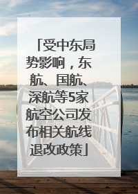 受中东局势影响，东航、国航、深航等5家航空公司发布相关航线退改政策