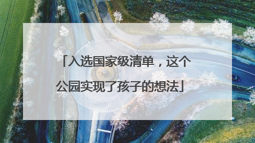 入选国家级清单，这个公园实现了孩子的想法