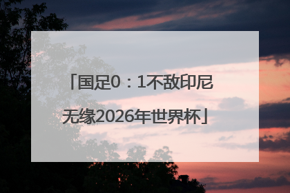 国足0：1不敌印尼 无缘2026年世界杯
