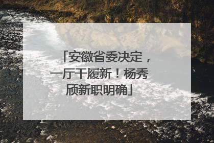 安徽省委决定，一厅干履新！杨秀颀新职明确