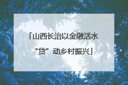 山西长治以金融活水“贷”动乡村振兴