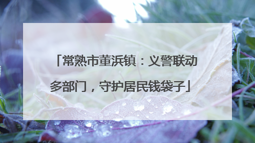 常熟市董浜镇：义警联动多部门，守护居民钱袋子