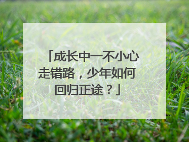 成长中一不小心走错路，少年如何回归正途？