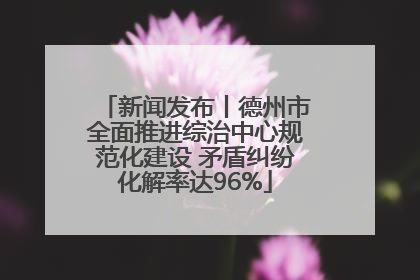 新闻发布丨德州市全面推进综治中心规范化建设 矛盾纠纷化解率达96%