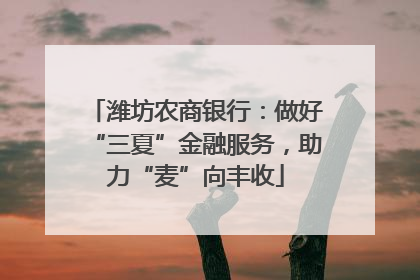 潍坊农商银行：做好“三夏”金融服务，助力“麦”向丰收