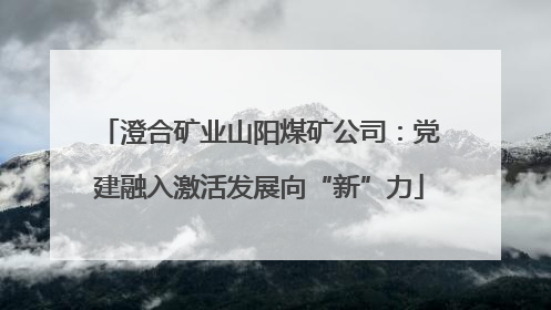 澄合矿业山阳煤矿公司：党建融入激活发展向“新”力