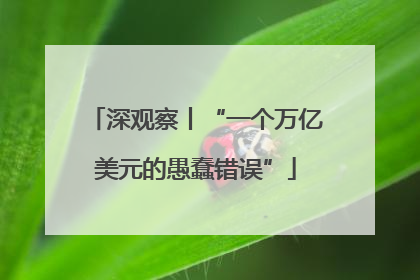 深观察丨“一个万亿美元的愚蠢错误”