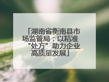 湖南省衡南县市场监管局：以精准“处方”助力企业高质量发展