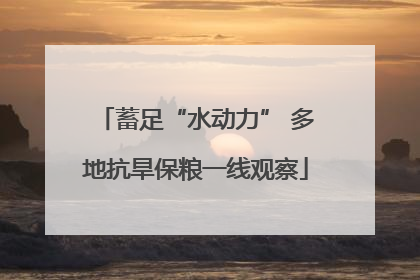 蓄足“水动力” 多地抗旱保粮一线观察