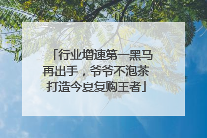行业增速第一黑马再出手，爷爷不泡茶打造今夏复购王者