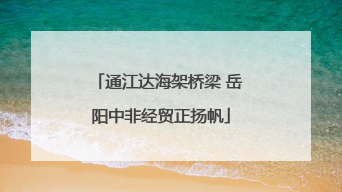通江达海架桥梁 岳阳中非经贸正扬帆