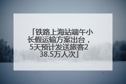 铁路上海站端午小长假运输方案出台，5天预计发送旅客238.5万人次