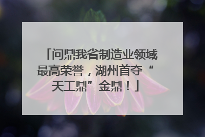 问鼎我省制造业领域最高荣誉，湖州首夺“天工鼎”金鼎！