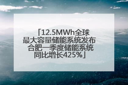 12.5MWh全球最大容量储能系统发布 合肥一季度储能系统同比增长425%